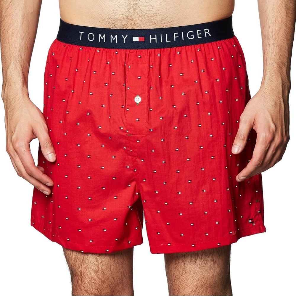 Sz 32-34 Tommy Hilfiger Mens Woven Boxer one woven  cotton boxer red NW